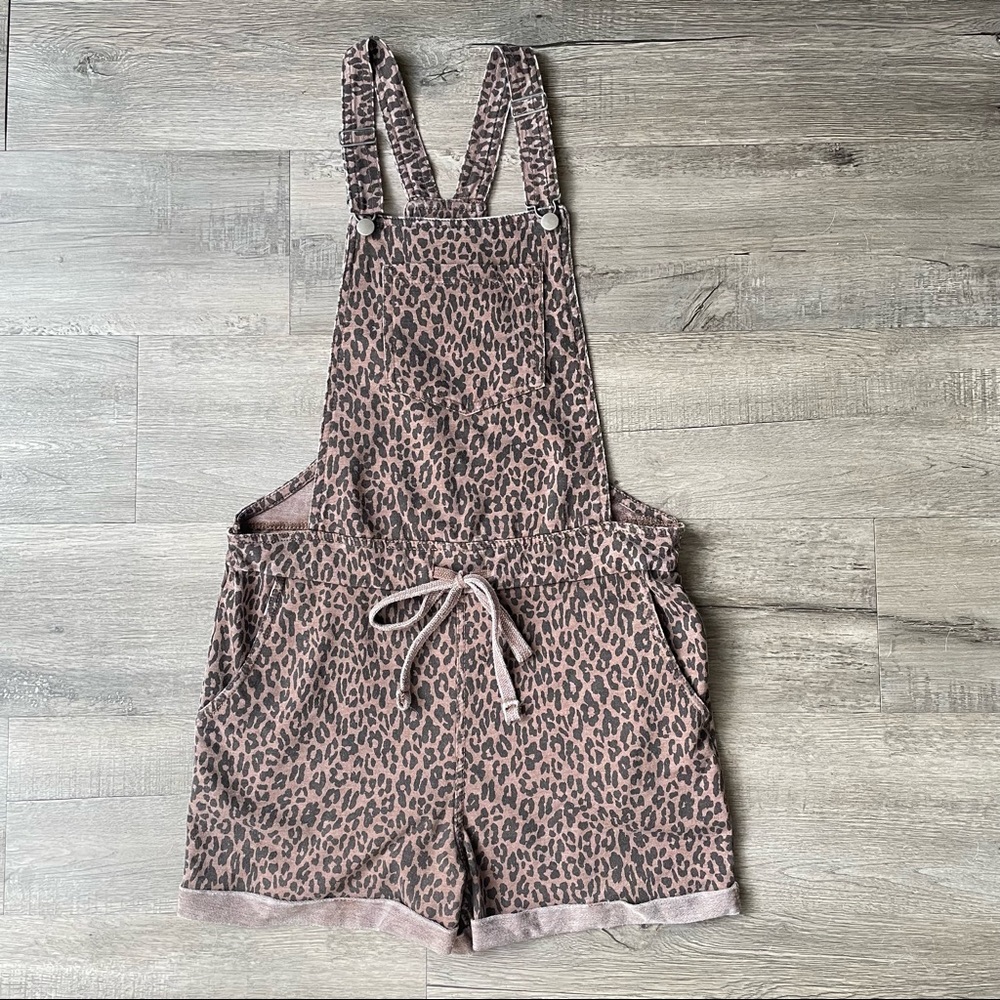 Wallflower Leopard Print Short Overalls